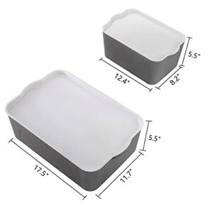 Peohud Set of 3 Lidded Storage Bins, Stackable Storage Containers for Organizing, Plastic Organizer Box for Home RV Classroom Office