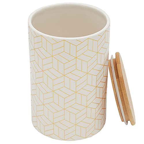 Home Basics Cubix X-Large Ceramic Canister with Bamboo Top