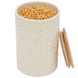 Home Basics Cubix X-Large Ceramic Canister with Bamboo Top