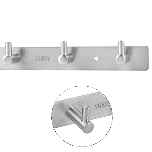 Coat Hook Rack Brushed Nickel - NHENY 13-Inch Towel＆Key Hook Hanger with 5 Hooks, Wall Mounted Hanger for Bedroom, Bathroom, Hallway, Garage, Garden, Office, Rust and Water Proof (304 Stainless Steel)