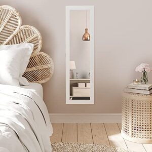 PARANTA Jewelry Armoire with Body Mirror Cabinet Jewelry Earring Storage Organizer Mirror Cabidor Behind Wall Door Storage Mounted Bedroom White 43.31" H x 12.40" W x 3.43" D