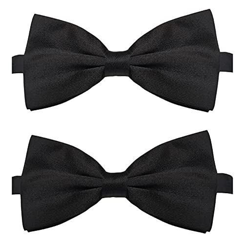 KOOLMOX Dog Bow Tie Black, Adjustable Bow Tie Dog Collar for Medium and Large Dogs Cats Pets Wedding Birthday Graduation Holiday Homecoming Costumes, 2-Pack