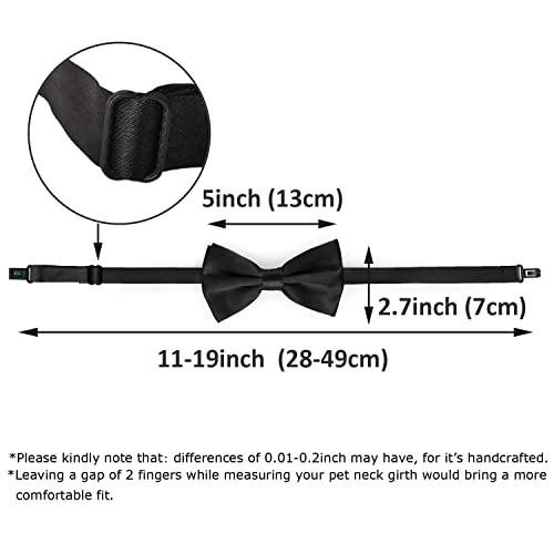 KOOLMOX Dog Bow Tie Black, Adjustable Bow Tie Dog Collar for Medium and Large Dogs Cats Pets Wedding Birthday Graduation Holiday Homecoming Costumes, 2-Pack