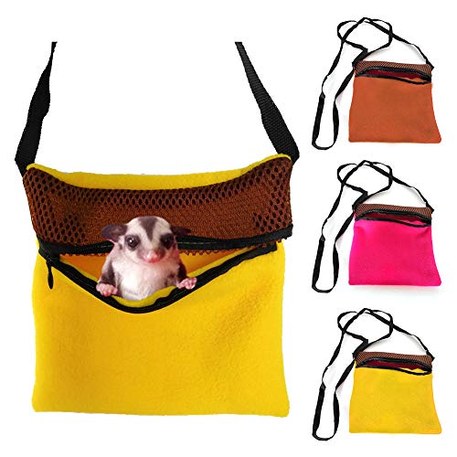 Heave Hamster Carrier Bag,Guinea Pig Hamster Carrier Pouch Bag,Breathable Outgoing Travel Bag for Small Animals Sugar Glider Hedgehog Hamster Rat Squirrel Yellow