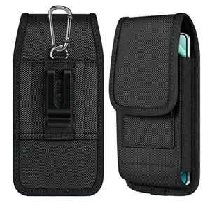 coanjiuo cell phone holster for iphone 11 12 13 14 pro max xr samsung galaxy s21 s20 fe s22 plus ultra s9+ a13 a53 a12 moto nylon belt clip card holder rfid blocking pouch case, black