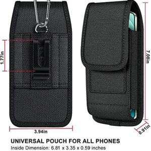 COANJIUO Cell Phone Holster for iPhone 11 12 13 14 Pro Max XR Samsung Galaxy S21 S20 FE S22 Plus Ultra S9+ A13 A53 A12 Moto Nylon Belt Clip Card Holder RFID Blocking Pouch Case, Black