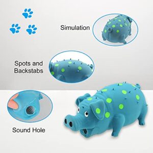 Andiker Dog Squeaky Toy, Dots Latex Dog Chew Toys with a Oinks Sound Squeaker Grunting Pig Dog Toy Durable Self Play 8" Dog Squeeze Toy for Dental Biting Chasing to Kill Boring Time (Blue)