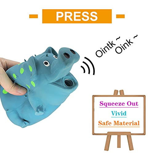 Andiker Dog Squeaky Toy, Dots Latex Dog Chew Toys with a Oinks Sound Squeaker Grunting Pig Dog Toy Durable Self Play 8" Dog Squeeze Toy for Dental Biting Chasing to Kill Boring Time (Blue)