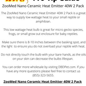 Nano Ceramic Heat Emitter 40w (2 Pack) - Includes DBDPet Pro-Tip Guide