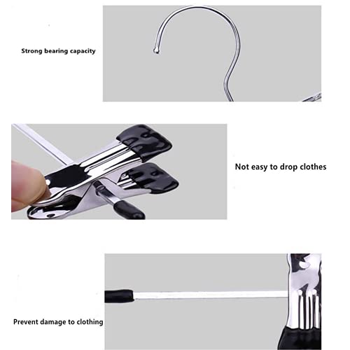 10 Heavy-Duty Trouser Hangers with Clips, Adjustable Metal Trouser Hangers, Skirt Hangers with Clips, Space-Saving Jeans Hangers