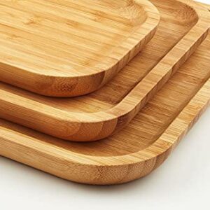 Bamboo Serving Platter Tray Cheese Charcuterie Decorative Bathroom Kitchen Dish Eco-Friendly Wood (Mini Small Medium, Natural Bamboo)