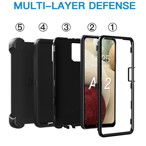 Galaxy A12 case,Samsung A12 case,A12 Heavy Duty case,[Military Grade Protective ][Shockproof] [Dropproof] [Dust-Proof], Compatible with Samsung Galaxy A12 (Black)