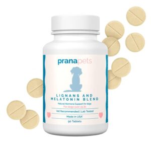 lignans & melatonin blend naturally aids in relieving symptoms of cushing’s disease in dogs | helps promote healthy adrenal balance & overall well-being | by prana pets | 3 mg melatonin, 20 mg lignans
