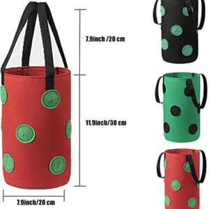 Grow Bags 3 Gallon for Strawberry Vegetables 12 Planting Holes, Sturdy Hanging Handle Thickened Breathable Felt Cloth, Plant Grow Bag for Carrot Onion Tomato Potato Roses