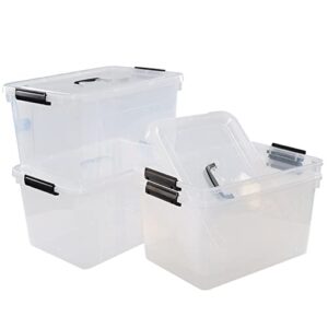 yesdate 4 packs 17.5 quart plastic storage boxes, clear latch box with lid