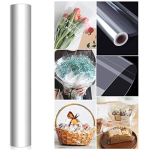 maouywiee 1 roll clear cellophane wrap roll 33'' x 115' ft, 3 mil thick clear cellophane wrapping paper | wrap roll | cellophane roll | cellophane wrap for gifts, baskets, flowers