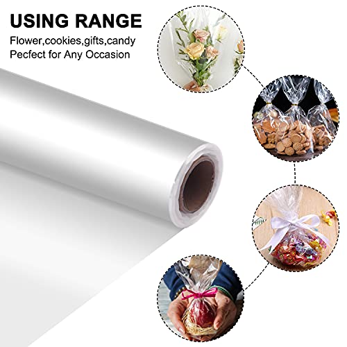 MAOUYWIEE 1 Roll Clear Cellophane Wrap Roll 33'' x 115' Ft, 3 Mil Thick Clear Cellophane Wrapping Paper | Wrap Roll | Cellophane Roll | Cellophane Wrap for Gifts, Baskets, Flowers