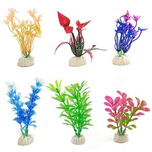 6 Pcs Fish Tank Decorations,Artificial Aquarium Plants,Used for Household or Office Aquarium Simulation Plastic Hydroponic Plants