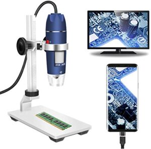bysameyee hd 2mp usb microscope, 40x to 1000x magnification digital microscope camera inspection endoscope with upgraded metal stand, compatible with windows 7 8 10, mac, linux, otg android phones