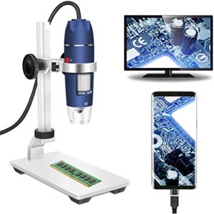 Bysameyee HD 2MP USB Microscope, 40X to 1000X Magnification Digital Microscope Camera Inspection Endoscope with Upgraded Metal Stand, Compatible with Windows 7 8 10, Mac, Linux, OTG Android Phones