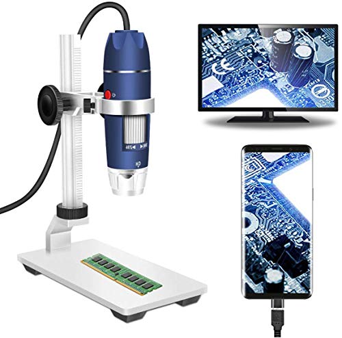 Bysameyee HD 2MP USB Microscope, 40X to 1000X Magnification Digital Microscope Camera Inspection Endoscope with Upgraded Metal Stand, Compatible with Windows 7 8 10, Mac, Linux, OTG Android Phones