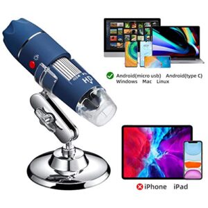 Bysameyee HD 2MP USB Microscope, 40X to 1000X Magnification Digital Microscope Camera Inspection Endoscope with Upgraded Metal Stand, Compatible with Windows 7 8 10, Mac, Linux, OTG Android Phones