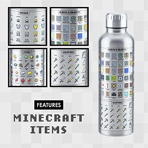 Paladone, 500ml, Minecraft Metal Water Bottle | Officially Licensed Gaming Merchandise