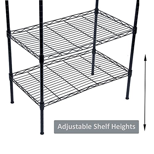 5-Shelf Adjustable Wire Shelving Unit, Pantry Shelves Metal Storage Racks Utility Racks, Height Household Type Heavy Duty Storage Shelving for Kitchen, Bedroom, Bathroom and Garage, Black (5-tier)