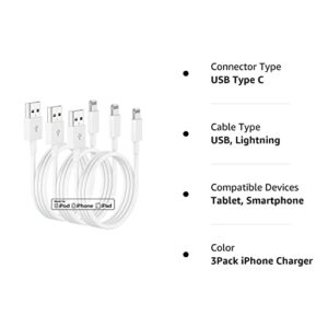 3Pack 10ft iPhone Charger Long, [Apple MFi Certified] Apple Charger Cord,10 Feet Original Lightning to USB Cable,10 Foot iPhone Charging Cable for iPhone 13 Pro/12 Mini/11/XS/MAX/XR/8/7/6/5/SE iPad