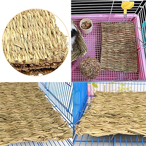 Tfwadmx 20 Pcs Bunny Grass Mat Rabbit Natural Straw Woven Bed Small Animal Cages Sleeping Hay Mats Nest Play Chew Toys for Guinea Pig, Parrot, Hamster, Chinchilla, Squirrel and Small Animal