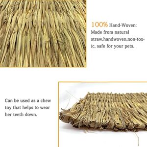 Tfwadmx 20 Pcs Bunny Grass Mat Rabbit Natural Straw Woven Bed Small Animal Cages Sleeping Hay Mats Nest Play Chew Toys for Guinea Pig, Parrot, Hamster, Chinchilla, Squirrel and Small Animal