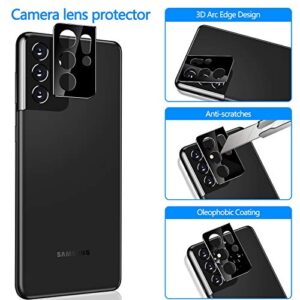 LYWHL [2+2 Pack] for Samsung Galaxy S21 Ultra Privacy Screen Protector [Support Fingerprint ID] Anti-Spy Full Adhesive Flexible Film + Camera Lens Glass Protector for Galaxy S21 Ultra 6.8” 5G 2021