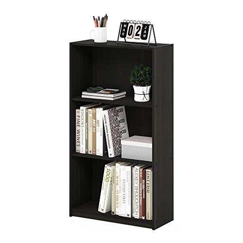 Furinno Basic 3-Tier Bookcase/Bookshelf/Storage Shelves, Dark Espresso