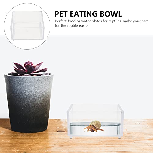 balacoo 2pcs Acrylic Reptile Terrarium Reptile Aquarium Breeding Tank Transparent Reptile Feeding Box Bathing Pool for Frogs Hermit Crabs Lizards Tank