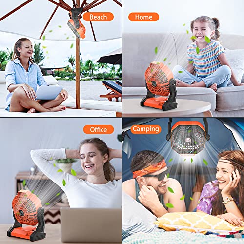 VersionTECH. Camping Fan with LED Lights Portable Desk Fan Personal Small Battery Operated Outdoor Cooling USB Rechargeable Tent Fan with Hanging Hook for Travel Fishing Picnic Barbecue Hurricane