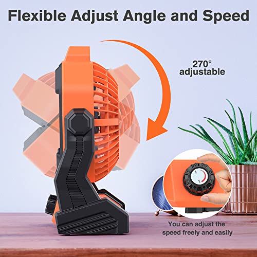 VersionTECH. Camping Fan with LED Lights Portable Desk Fan Personal Small Battery Operated Outdoor Cooling USB Rechargeable Tent Fan with Hanging Hook for Travel Fishing Picnic Barbecue Hurricane