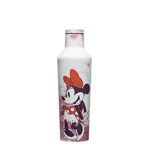 corkcicle disney minnie mouse insulated canteen travel water bottle, triple insulated stainless steel, screw-on cap, keeps beverages cold for 25 hours or warm for 12 hours, 16 oz