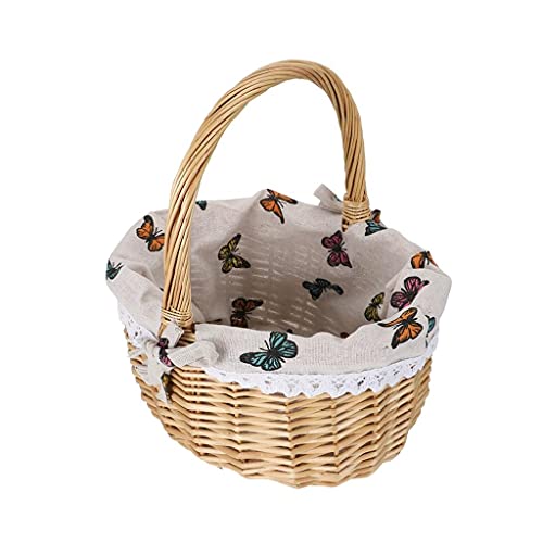 UXZDX 1 Hand Woven Picnic Basket Wicker Woven Flower Storage Basket Portable Household Basket