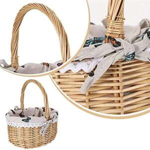 UXZDX 1 Hand Woven Picnic Basket Wicker Woven Flower Storage Basket Portable Household Basket