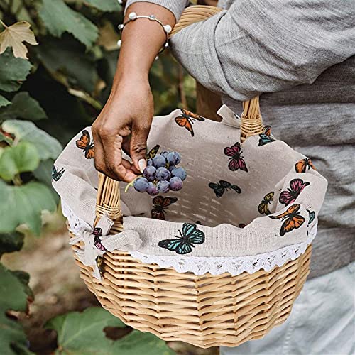 UXZDX 1 Hand Woven Picnic Basket Wicker Woven Flower Storage Basket Portable Household Basket