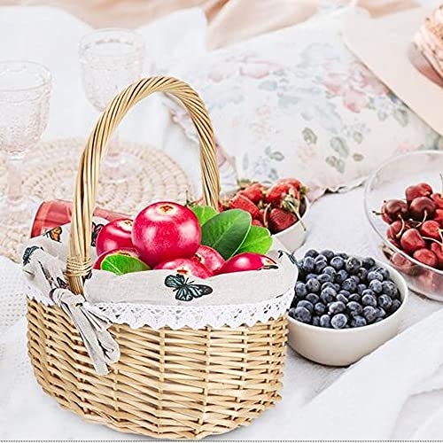 UXZDX 1 Hand Woven Picnic Basket Wicker Woven Flower Storage Basket Portable Household Basket