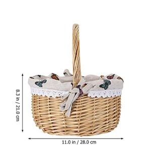 UXZDX 1 Hand Woven Picnic Basket Wicker Woven Flower Storage Basket Portable Household Basket