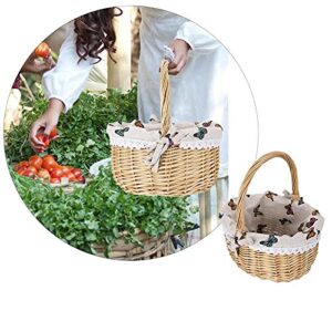 UXZDX 1 Hand Woven Picnic Basket Wicker Woven Flower Storage Basket Portable Household Basket