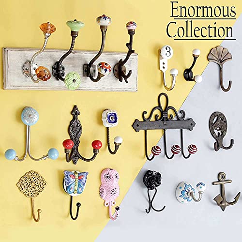 IndianShelf 1 Pack Hook | Key Hooks Hanging Keys | Sea Green Cream Hooks for The Wall | Ceramic Coat Hooks for Hanging | Flower Hooks for Kitchen [16.51 Cm]