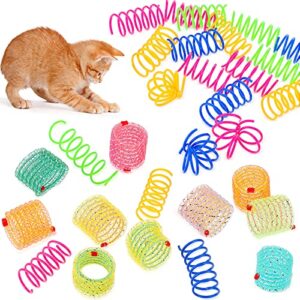 30 pieces cat springs cat spiral toys cat fetch chew toy kitten pet plastic coil spiral springs for kitten bouncing play training, 2 styles