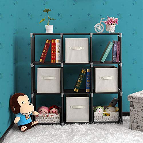 N/C Organizers and Storage Rack for Closet,Heavy Duty DIY Modular Book Shelf for Office, Storage Shelves Cubes Organizer for Bedroom Cabinet Living Room (3 Layers 9 Cubes), Black