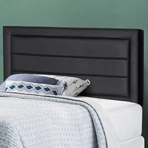 vecelo faux headboard upholstered heaboards banded tufted modern bed backboard, twin size, twin/twin xl, leather black