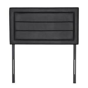 VECELO Faux Headboard Upholstered Heaboards Banded Tufted Modern Bed Backboard, Twin Size, Twin/Twin XL, Leather Black