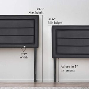 VECELO Faux Headboard Upholstered Heaboards Banded Tufted Modern Bed Backboard, Twin Size, Twin/Twin XL, Leather Black