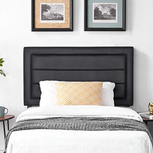 VECELO Faux Headboard Upholstered Heaboards Banded Tufted Modern Bed Backboard, Twin Size, Twin/Twin XL, Leather Black